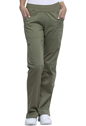 Greatest Product Workwear Revolution Women Scrubs Pant Mid Rise Straight Leg Pull-on WW110P, M Petite, Olive