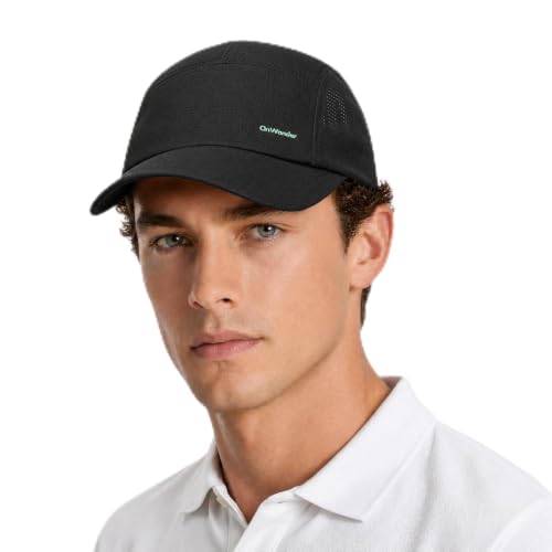 OnWander Running Hat Men Breathable Lightweight Baseball Cap UPF80+ Black