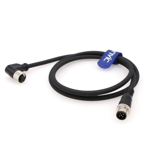 Eonvic Industrial M12 5 Pin Female Right Angle to Straight Male Aviation Sensor Connector Electrical PVC Cable 1M - Image 4