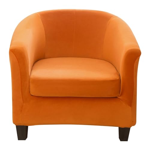 VCSZYAFX Funda de Terciopelo for Silla bañera, Funda for sofá Pub Club, Fundas for sillones Individuales, Protector Acento, elásticas Barril Adecuado para Clubes y Bares(Orange)