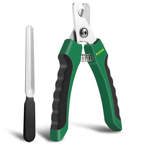 Dog Nail Clippers with Nail File, Ergonomic Dog Nail Trimmers to Avoid Over Cutting, Razor-Sharp...