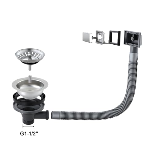 ROVOGO Edelstahl 304 Spülbecken Klein 40 x 34 cm, Einbauspüle mit Ablaufgarnitur inkl. Siebkorbventil und Abtropf-Überlauf, Küchenspüle mit Loch für Armatur, Gebürstet Spüle Küche Rechteckig