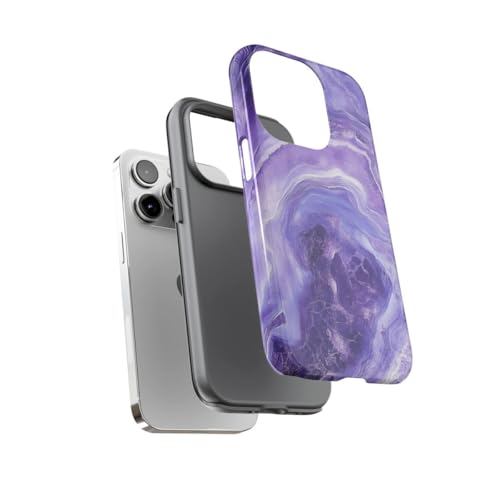 Coque rigide rigide iPhone 14 Pro marbre violet brillante antichoc