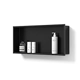 LIVIGLOW 304 Stainless Steel Recessed Black Shower Niche Single Shelf 30x12 Inch Wall-Inserted, Waterproof Rustproof Bathroom Shower Niche Insert No Tile Needed, for Shower & Bathroom Storage