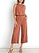 ANRABESS Women's Summer 2 Piece Outfits Sleeveless Crop Top Capri Wide Leg Pants Jumpsuit Casual Linen Lounge Matching Sets Beach Travel 2025 Trendy Clothes Rust Small