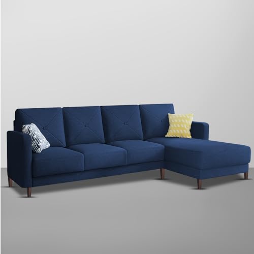 Image of Baloney RHS 6 Seater L Shape Sofa Set for Living Room (Blue Fabric) Premium Fabric Sofa