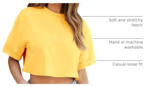Image of Tankaneo Women Crop T-Shirts Half Sleeve Drop Shoulder Cropped Tops Y2K Casual Summer Basic Tees