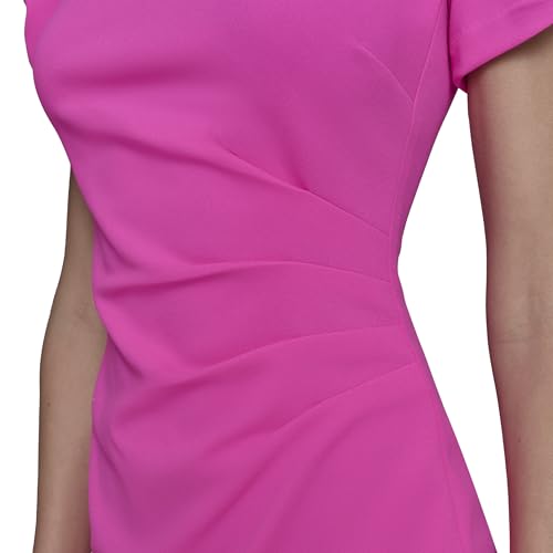 Image of KARL LAGERFELD Short Ruched Sleeve Jewel Neck Sheath Mini Dress