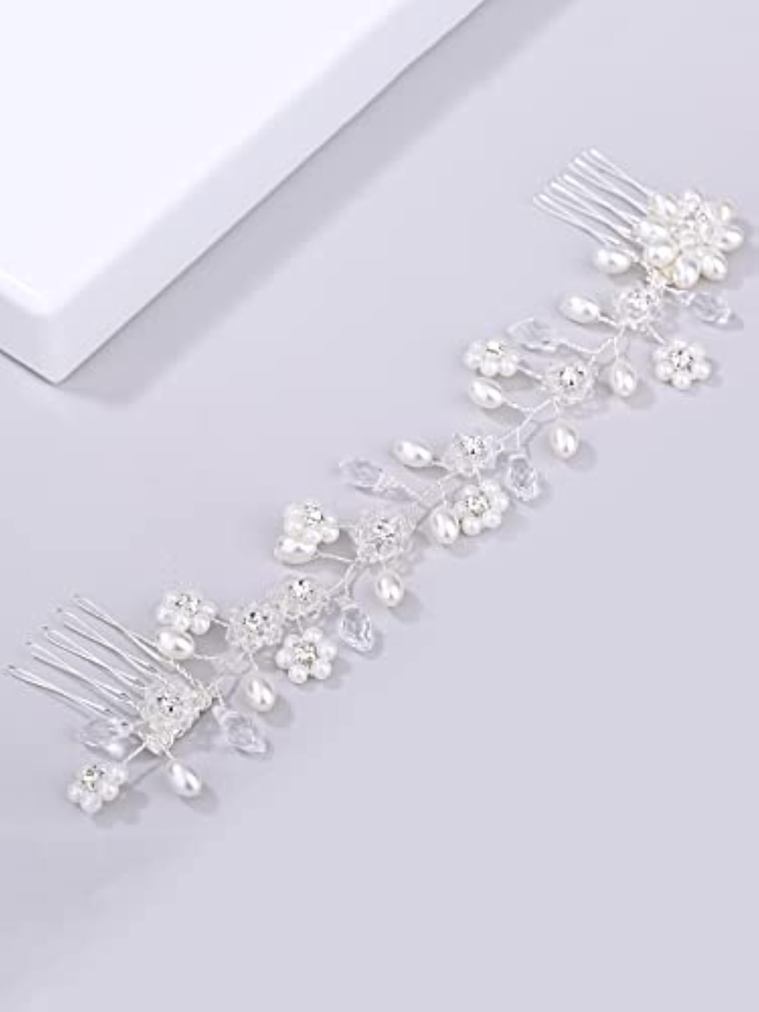 Bridal Hair Vine with White Comb Pin for Women