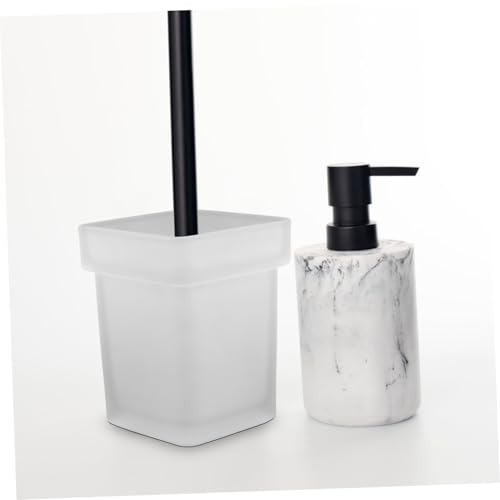 Brosse WC avec support carré en céramique mate antidérapant compact
