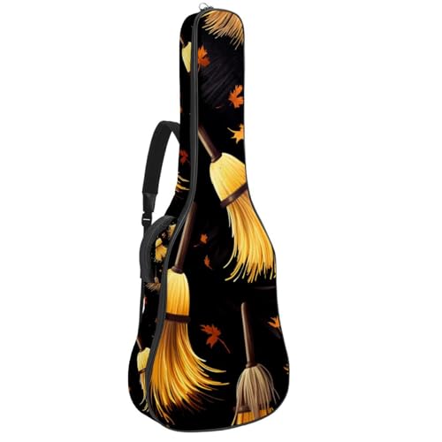 Sac guitare acoustique 104,3 cm étanche avec motif balai d'Halloween doré
