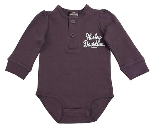 Harley-Davidson Baby Girls Henley H-D Script Creeper Long Sleeve - Purple