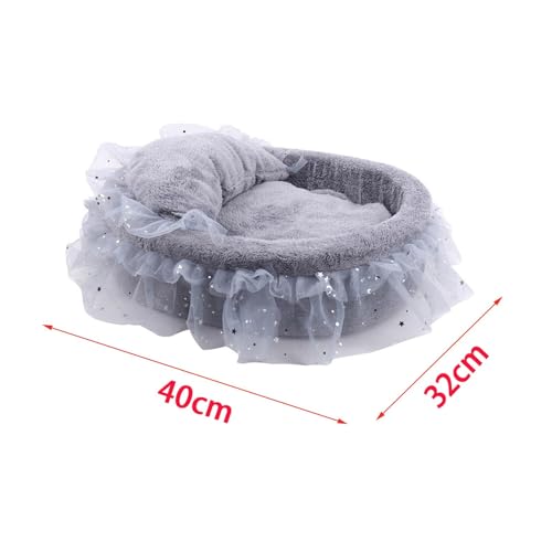 Lit rond en dentelle pour chat doux et panier chaud chiot m - 4