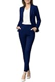 Marycrafts Women's Pant Suits Set – Professional Business Suiting Blazer and Pants 2 Piece Outfit 8 Navy