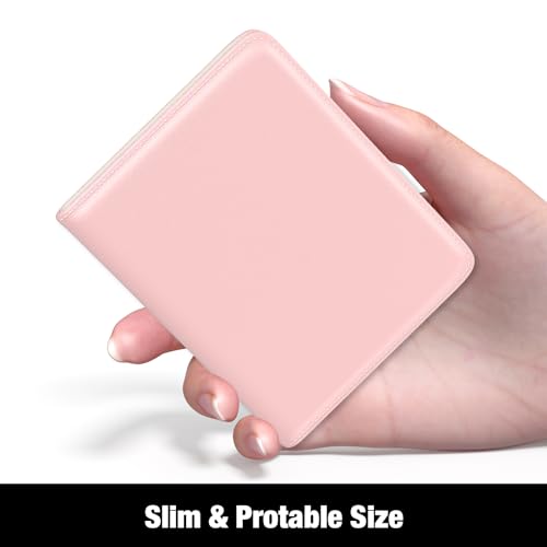 Image of Rouidr Womens Wallet, RFID Small Slim Wallet for Women, Cute Bifold Leather Pocket Credit Card Holder Ladies Mini Purse with Zipper Coin Pocket & ID Window, Pink