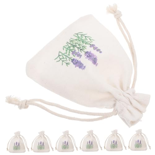 OFFSCH 10pcs Lavender Sachet Bags Printed Drawstring Design Reusable Pouches for Wedding Favors Jewelry Crafts Home Fragrance Small Cloth Bags
