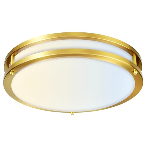 Wheatronic Gold Ceiling Light Fixture 24W, 12 inch LED Flush Mount Ceiling Light for Bedroom, Kitchen, Bathroom, Dimmable Close to Ceiling Light Fixture for Hallway 5CCT by Wheatronic - Image 9