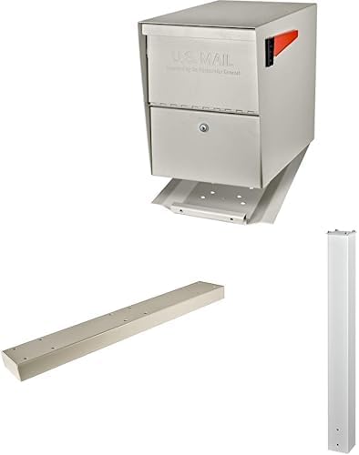 Mail Boss Package Master X3 In-Ground Mount Combo Kit Locking Metal Standard Mailbox - Cream White