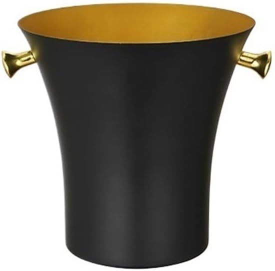 Wine Cooler Stainless Steel Ice Bucket Party Champagne Wine Beer Drinks Bucket(Black)