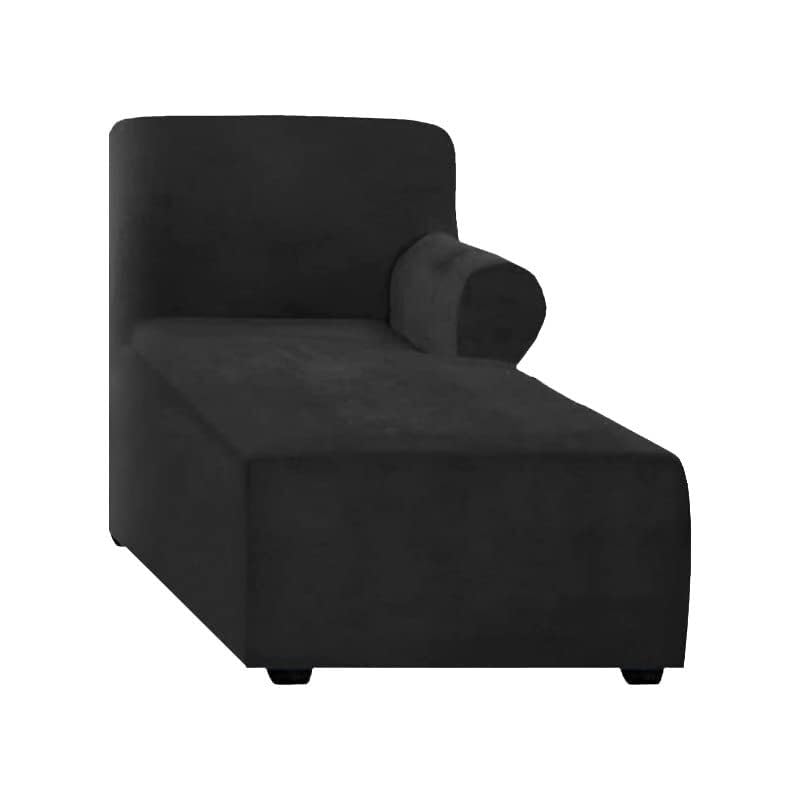Konsilsa Velvet L-Shaped Sectional Chaise Lounge Slipcover with Armrest Protection, Sofa Cover for Living Room (Color : Black, Size : Rightarmrest)