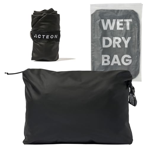 Acteon Wet Dry Gym Bag, Large Travel Water-Resistant Swimsuit & Clothes Organizer, Foldable Pocket Sized Pool, Beach Workout Bags, Fit for Men, Women, Swim, Shoes & Towels, Toiletries, Dirty Laundry