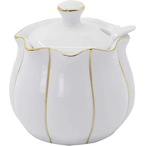 ChaseChic Ceramic Sugar Bowl with Spoon Cover