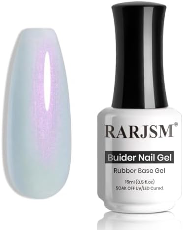 RARJSM Gel Builder for Nail Pearl Blue Hard Gel in a Bottle Mermaid Shell Glitter Blue Pearlescent Thick Extension Structure Gel Polish 15ml Soak Off Curing Requires Salon Home DIY Beginner Use