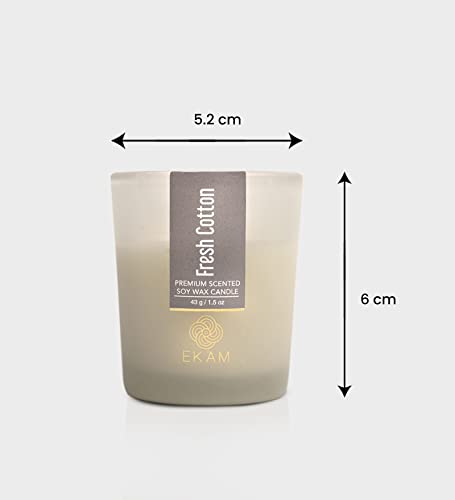Image of EKAM Fresh Cotton Votive Soy Wax Scented Candle, 40 Grams, 10 Hours Burn Time| Long Lasting Premium Candles | Ideal for Home Decor | Gifting & Aromatherapy (Pack of 6)