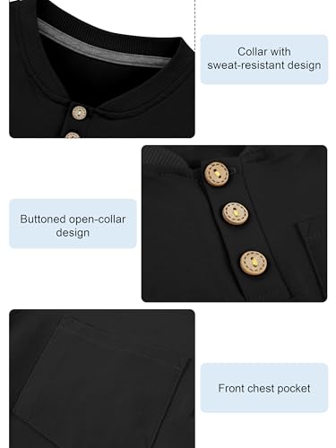 Image of Poroka 4 Pack Baby Boys and Toddlers Cotton Short-Sleeve T-Shirts Pocket Button Crew Neck Tee Short-Sleeve Shirts