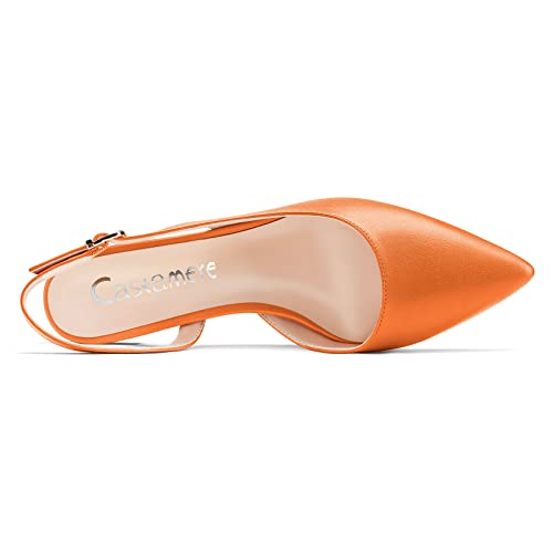 Escarpins slingback orange mat à talon bloc de 3.5 cm taille 41