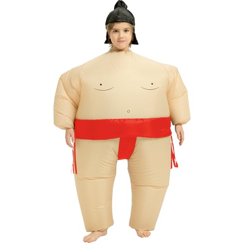 Threadsorcery Inflatable Sumo Costume Kids,Blow Up Wrestler Suit,Halloween Costumes for Boys Girls (Red)