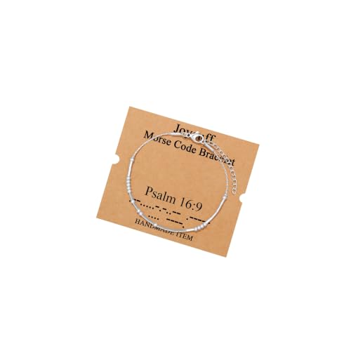 Image of JoycuFF Inspirational Morse Code Bracelets for Women Silver Beads Jewelry Encouragement Mantra Gifts for Her