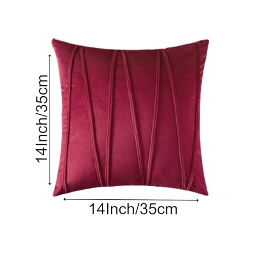 Image of Amazon Brand - Umi Decorative Striped Throw Pillow Covers 14 X 14 Inch,Soft Solid Velvet Pillow Covers Cushion Case with Zigzag Pattern for Sofa Bedroom 35 X 35 Cm (Pack of 5) Wine