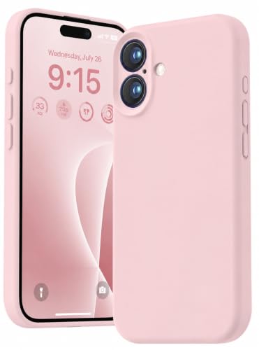 Image of DIZORO Compatible for iPhone 16 Case 6.1, Slim Liquid Silicone 3 Layers Full Covered Soft Gel Rubber Phone Case Protective Case Cover - Baby Pink
