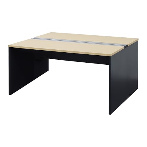 【法人専用】 LOOKIT フリーアドレスデスク 2人用 幅1200×奥行1400×高さ720mm オフィスデスク 脚ブラック×天板ナチュラル WPF-1214