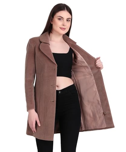 Image of Women's Wool Blend Long Coat with Stylish Lapel Collar and Button Closure - Elegant Winter Overcoat for Casual & Formal Wear