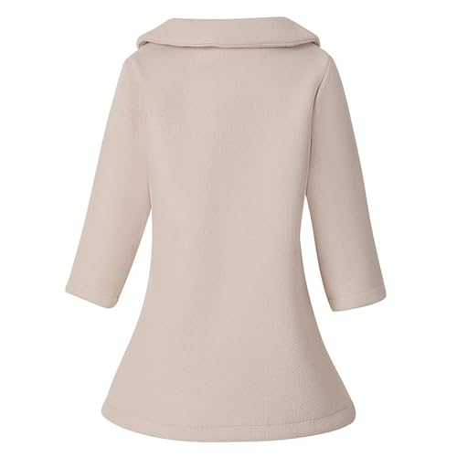 Girls Fleece Buttons Collar Coats Flare Bottom Peacoats Kids Plain Long Sleeve Warm Casual Jackets Soft Outwear2