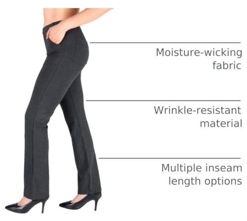 Image of Yogipace,Belt Loops,Women's Petite /Regular /Tall Straight Leg Yoga Dress Pants