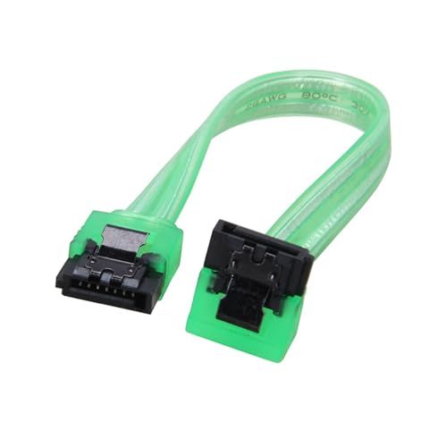 Cable Serial SATA3 6Gb/s 45cm Ángulo 180 a 90 Verde UV