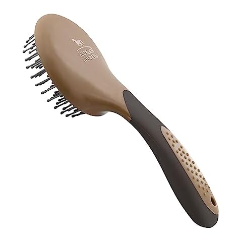 Harrison Howard Horse Mane and Tail Brush Horse Professional Grooming Brush Equestrian Detangler Non-Slip Brush Dark Brown Cover