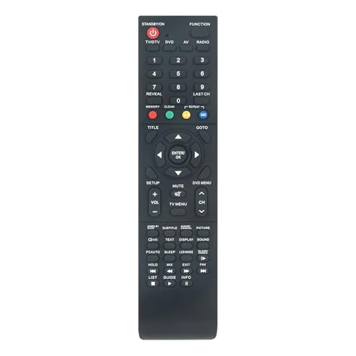 Télécommande de Remplacement AULCMEET Compatible avec Bush 4K LCD Smart TV HD DVD Combi BTVD31187S2 BTVD91186B BTVD91216B