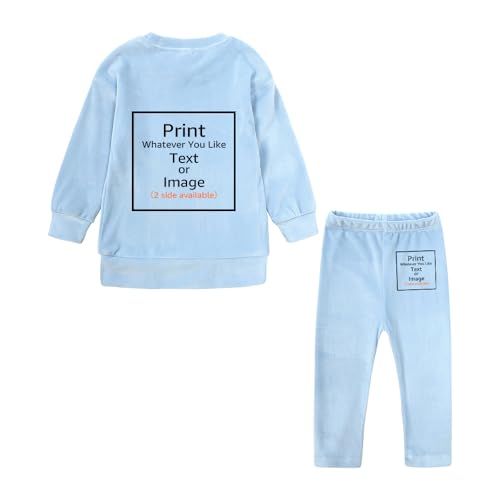 MYGBCPJS Girl Customize Velvet Sweat Suit Kid Custom Fleece Long Sleeve Sweatshirt & Sweatpants Tracksuit Set Add Own Design2