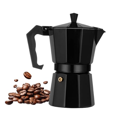 – Máquina de elaboración portátil de aleación de aluminio clásica italiana para placa de cocción espresso | Mango antiescaldaduras con válvula de seguridad Juego de espresso | Herramienta de
