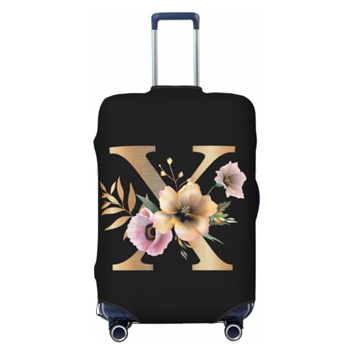 Flower Letter X Luggage Cover Washable Elastic Suitcase Cover Anti-Scratch Initial Travel Luggage Protector Covers for Kids Adult S fits 18-21 inch Suitcase