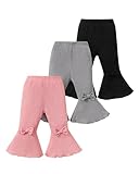 Mioglrie Newborn Baby Girl Pants 3 6 Months Infant Baby Leggings Pink Gray Black 3 Pack Flare Pants Fall...