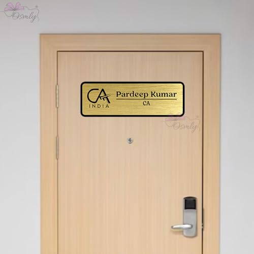 Image of Acrylic Laser Engraved Table Sign Stand, Laser Engraved Acrylic Sign or Name Plate for Doctor, Teacher, Advocate, Medical, Proprotor office or personal use Gold Wall Name Plate