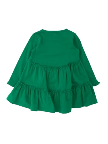Image of RuffleButts Girls High Low Tunic - Long Sleeve Ruffle Tunic Top | 100% Cotton Fabric, Solid Color, Asymmetric Hem, Flowy Silhouette, Machine Washable, Kid Size