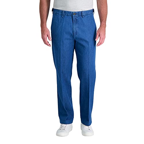 Haggar Men's Work To Weekend No Iron Denim Flat Front & Pleat Pant - Regular and Big & Tall Sizes