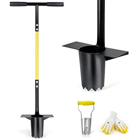 Jardineer Bulb Planter Tool - Long Handle Bulb Planter with Small Bulb Planter Set, Saw-Tooth Bulb Transplanter for Quick Dig. Durable Bulb and Garden P Cover