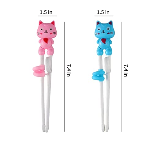 image for Bolonie 2 Pairs Kids Chopsticks - Cute Animal Cartoon Design, Plastic 